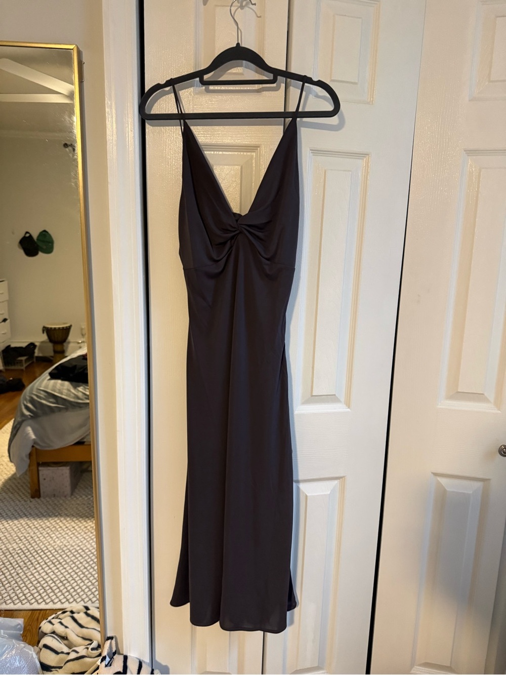 H&M - Women's Black Slip Dress with Front Twist